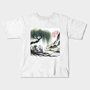 Cat Samurai and Ronin Dog Kids T-Shirt